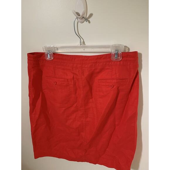 Talbots Skirt Womens 6 Red Knee Length Linen Blend Pockets Drawstring Casual - Picture 4 of 7